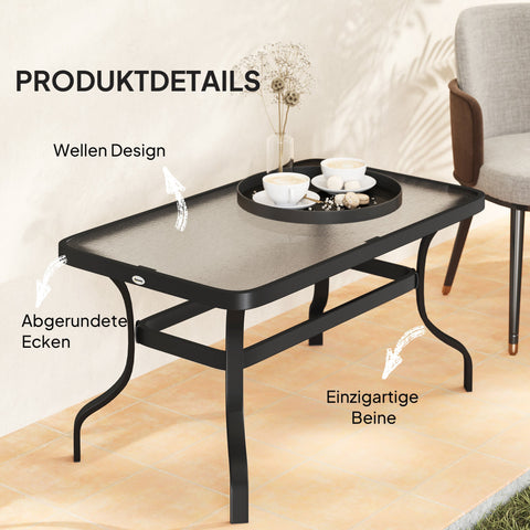 Rootz Side Table - Coffee Table - Balcony Table - Stylish Shaft Design - Rounded Corners - 95x55x46 cm Black