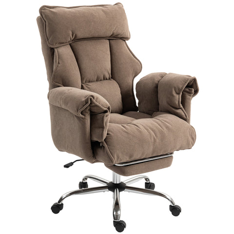 Rootz Ergonomic Office Chair - Desk Chair - Swivel Chair - Adjustable Comfort & Footrest - Light Brown - 80cm x 80cm x 106-114cm