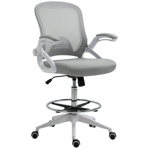 Rootz Office Chair - Ergonomic Seat - Desk Chair - Height-Adjustable Footrest - 64L x 60W x 106-126H cm - Gray and White