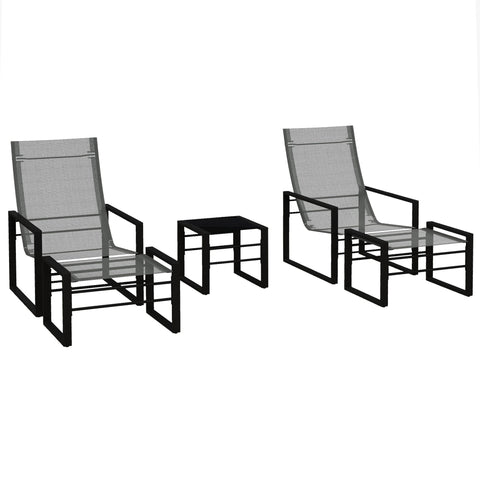 Rootz 5 Piece Garden Furniture Set - Patio Set - Outdoor Seating - Rust-Resistant - Armchair 66x82.5x95cm, Table 45x45x40cm, Stool 66x45x40cm