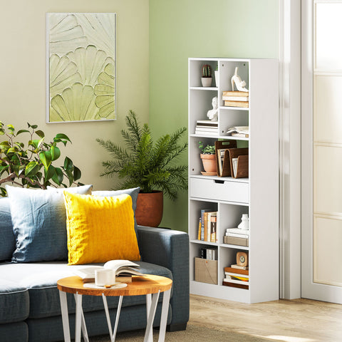Rootz Multi-Purpose Bookcase - Shelf with Compartments - Storage Unit - Anti-Tilt Safety - 60 x 26 x 158 cm, White