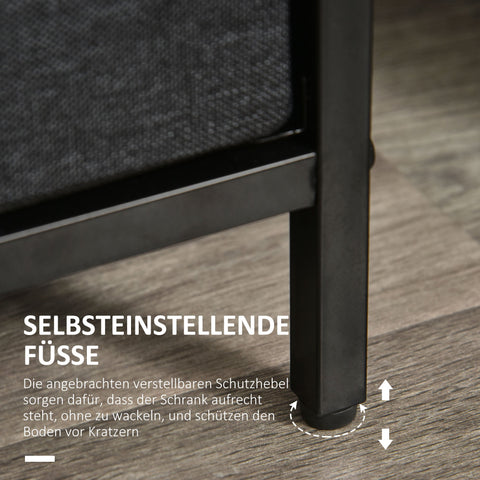 Rootz 3 Drawer Black Chest - Storage Cabinet - Linen Organizer - Adjustable Feet - 58cm x 29cm x 81.5cm