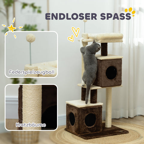 Rootz Cat Tree - Divisible Cat Tower - Indoor Cat Playground - Cozy Hideaway - 55cm x 48cm x 107cm