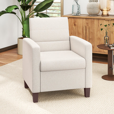 Rootz Upholstery Armchair - Linen Look Chair - Wooden Frame Chair - Comfortable Seating - 71cm x 87cm