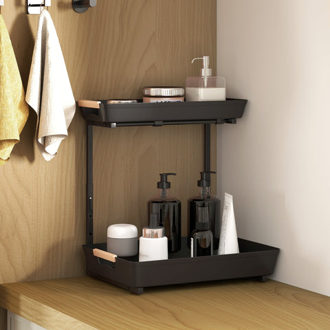 Rootz Height Adjustable Kitchen Shelf - Coffee Bar Organizer - Space-Saving Storage Solutions - Holds Up to 6kg - 40cm x 30cm x 33.5-42cm