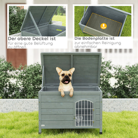 Rootz Dog House – Pet Hut – Dog Box – Fir Wood, Easy Cleaning – 80cm x 55cm x 53.5cm