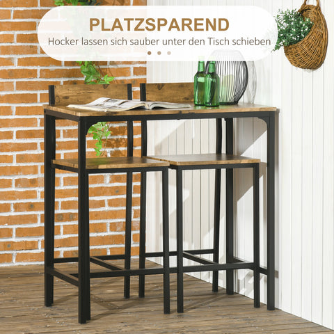 Rootz 3-Part Bar Set - Standing Table Set - Tall Pub Table with Stools - Waterproof MDF - 89cm x 45cm x 87cm