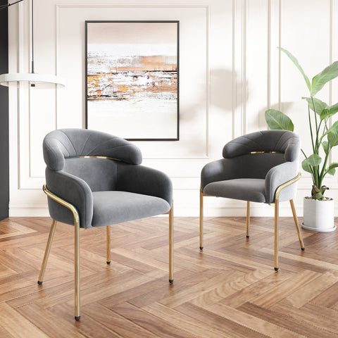 Rootz Velvet Dining Chair - Lounge Chair - Ergonomic Seating - Luxurious Comfort - 53L x 46W x 80H cm