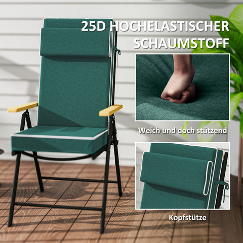 Rootz Seat Cushion - Chair Cushion - Water-Repellent Cushion - UPF50+ Protection - 120cm x 47cm x 9.5cm - Green
