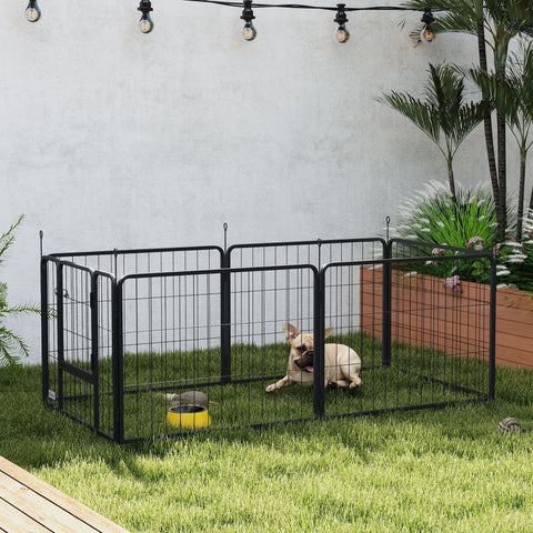 Rootz Dog Fence Pet Enclosure - Pet Barrier - Heavy Duty Kennel - Foldable Steel - 160x80x60cm, Black