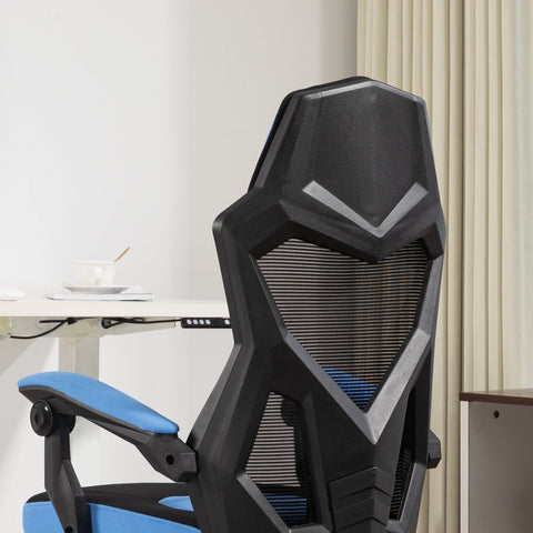 Rootz Gaming Office Chair - Height-Adjustable Seat - Rotatable Roller - Ergonomic Comfort - 58cm x 63cm x 112-122cm - Blue-Black