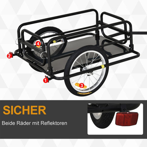 Rootz Bicycle Trailer - Cargo Trailer - Heavy-Duty Transport - Enhanced Safety - Durable Construction - Superior Stability - 139cm x 71.5cm x 49cm - Steel Frame & Plastic Base