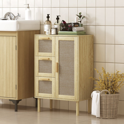 Rootz Boho-Style Cabinet - Storage Unit - Bathroom Organizer - Space-Saving Design - 55 x 30 x 82 cm