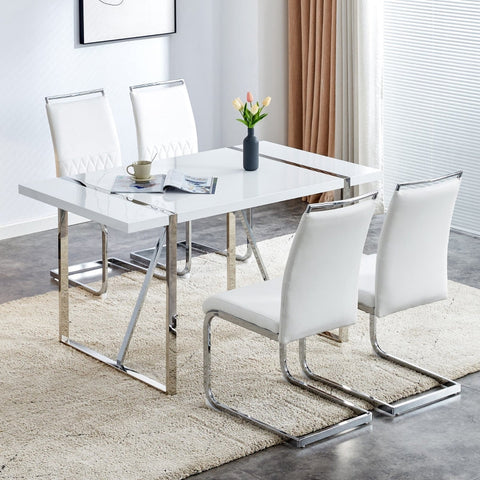 Rootz Dining Chairs Set - Modern Seating - Faux Leather - Comfort Support - 42L x 45W x 95H cm - Water-Repellent Finish