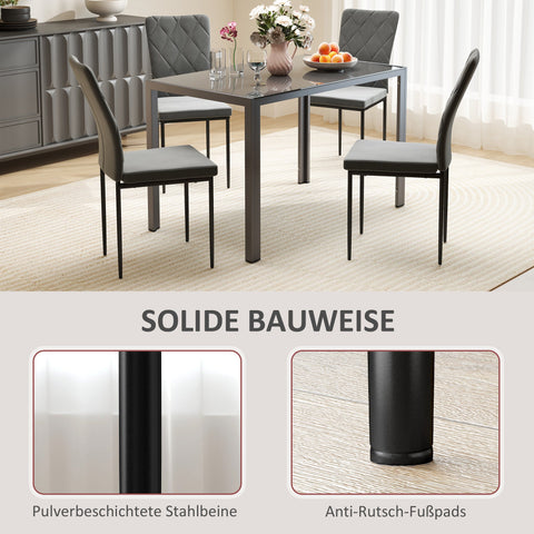 Rootz 4 Set Dining Room Chairs - Velvet-Look Upholstered - Modern Dining Room Chairs - Ergonomic Comfort - 42x58x95cm - Grey