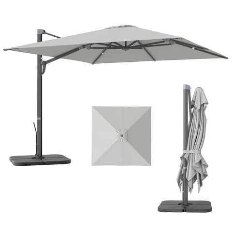 Rootz 360° Rotatable Parasol - Cantilever Umbrella - Patio Sunshade - Optimal Sun Protection - 365cm x 297cm x 256cm
