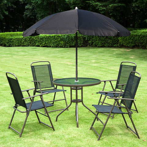 Rootz 6-Part Garden Furniture Set - Bistro Set - Outdoor Dining Set - Comfort & Style - Steel & Polyester - Table Ø80x69.5cm, Chairs 51.5x64x93cm