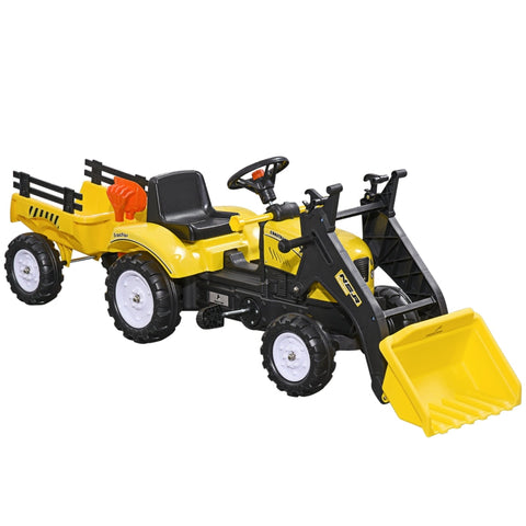 Rootz Children's Wheel Loader - Pedal Tractor - Kids Excavator - Realistic Design - Age 3+ - Easy Operation - L167 x W41 x H52cm - Metal & Plastic
