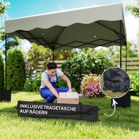 Rootz Pop-Up Pavilion - Garden Tent - Height-Adjustable Canopy - UPF50+ Oxford Fabric - 297x297x287cm,Grey