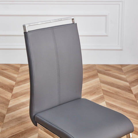 Rootz 4 Piece Set Dining Chairs - Dinner Chairs - Ergonomic Seating - Chrome-Plated Stability - 42cm x 54cm x 100cm