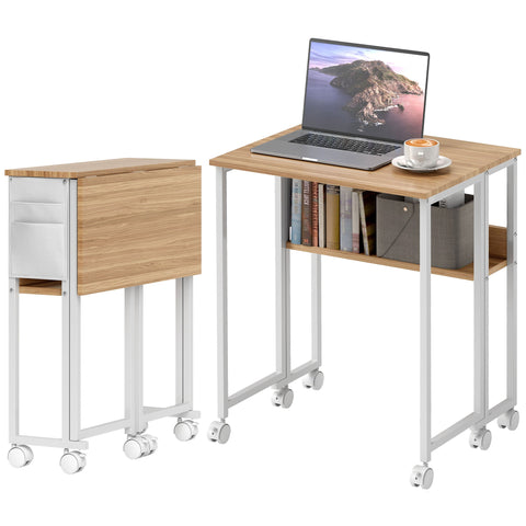 Rootz Foldable Desk - Convertible Side Table - Space-Saving Open Shelf - Optimal Room Utilization - 63cm x 50cm x 75cm Folded Out
