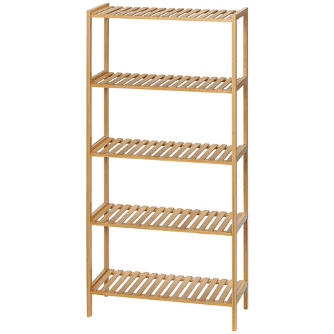 Rootz Bamboo Shelf - Bookshelf - Storage Unit - Maximizes Space - 60cm x 26cm x 130cm - Brown