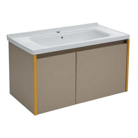 Rootz Bathroom Sink with Base Cabinet - Washbasin Unit - Vanity Station - Scratch and Heat Resistant - 90L x 47W x 48H cm
