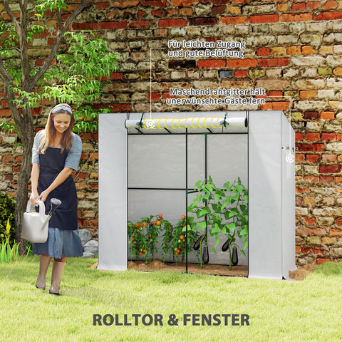 Rootz Mini Lean-To Greenhouse - Cold Frame - Plant Shelter - UV Resistant - 200cm x 76cm x 170/150cm