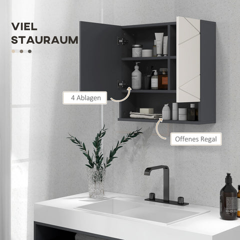 Rootz Bathroom Cabinet - Mirror Door - Adjustable Shelves - Resilient Up to 15 kg - 55cm x 17cm x 55cm - White