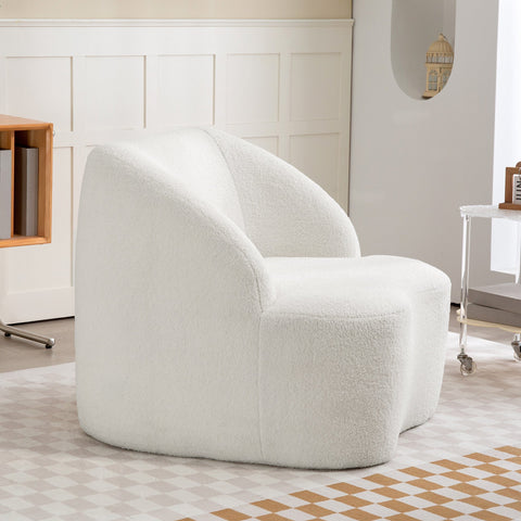 Rootz White Modern Armchair - Cozy Upholstered Chair - Fleece Padding Sofa - Ultimate Comfort - 81cm x 82cm x 73.5cm
