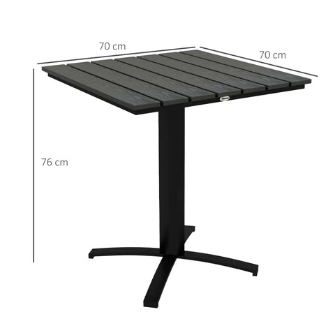 Rootz Garden Tables - Patio Table - 4 People - Wood Look - Aluminum Frame - Adjustable Feet - Good Balance - Wood-plastic Board - Gray - 70L x 70W x 76H cm
