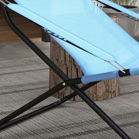 Rootz Garden Chairs - Folding Chair - 4 Level - Adjustable Breathable - Metal Frame - Steel - Polyester - Foam - Black-Blue - 69L x 91W x 96H cm