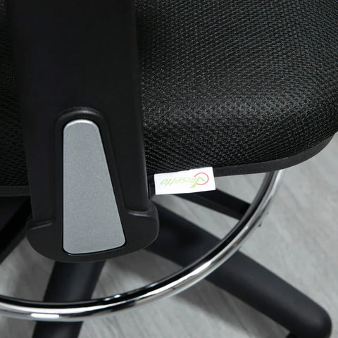 Rootz Office Chair - Drawing Chair - Desk Chair - Computer Chair - Including Footrest - Height Adjustable - Black - 59 x 59 x 115 cm