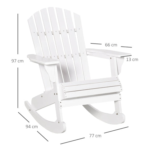 Rootz Adirondack Garden Rocking Chair - Porch Rocker - Balcony Rocking Chair - Rocking Comfort - Weather-Resistant Fir Wood - 77cm x 94cm x 97cm