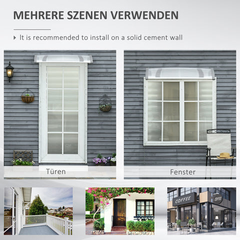 Rootz Door Canopy - Entryway Shelter - Weather Protector - UV Protection - 110 x 60 x 18 cm - Gray & Transparent