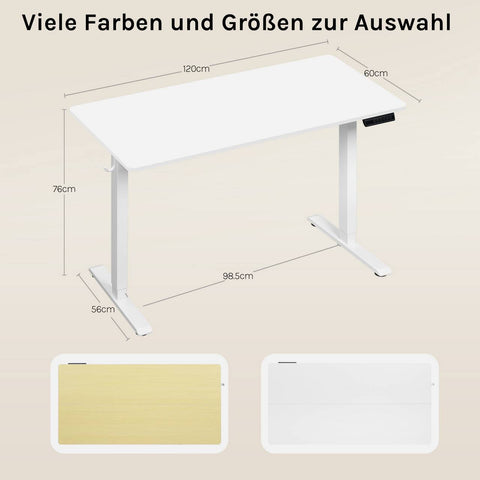 Rootz Height-Adjustable Desk - Computer Table - Sit-Stand Workstation - USB Charging - 120x60 cm - Prevents Back Pain - White