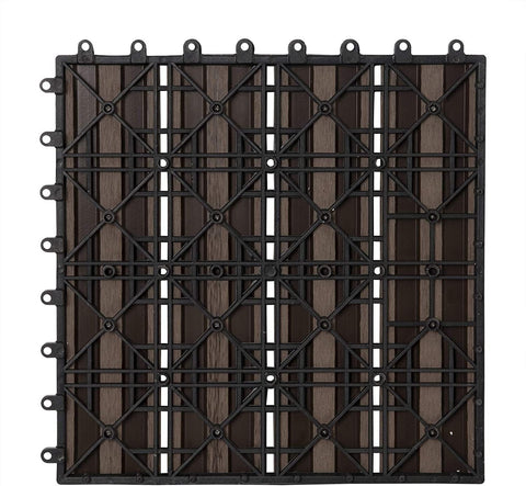Rootz WPC Terrace Tiles - Decking Tiles - Outdoor Flooring - Durable & Weather-Resistant - Easy Installation - Low Maintenance - 30cm x 30cm x 1.8cm