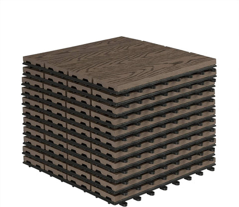 Rootz WPC Terrace Tiles - Decking Tiles - Outdoor Flooring - Durable & Weather-Resistant - Easy Installation - Low Maintenance - 30cm x 30cm x 1.8cm