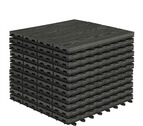 Rootz WPC terrastegels - buitenvloeren - terrastegels - duurzaam en weerbestendig - eenvoudige installatie - weinig onderhoud - 30 cm x 30 cm x 1,8 cm