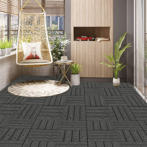 Rootz WPC Terrace Tiles - Decking Tiles - Outdoor Flooring - Durable & Long-lasting - Easy Installation - Low Maintenance - 30cm x 30cm x 1.8cm