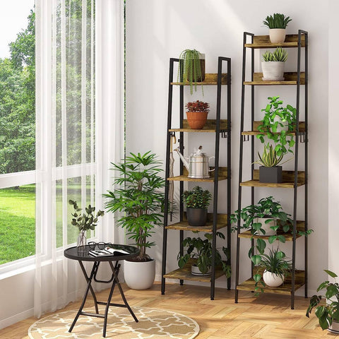 Rootz Industrial Style Storage Rack - Shelving Unit - Display Shelf - Durable MDF and Metal - Versatile, Elegant, Safe - 41cm x 187cm x 36cm