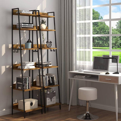 Rootz Industrial Style Storage Rack - Shelving Unit - Display Shelf - Durable MDF and Metal - Versatile, Elegant, Safe - 41cm x 187cm x 36cm
