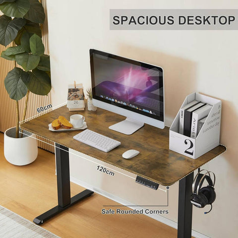 Rootz Height-Adjustable Desk - Standing Desk - Electronic Sit-to-Stand Table - Ergonomic with Memory Function - 120x60 cm - Improve Health and Productivity
