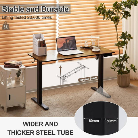 Rootz Height-Adjustable Desk - Standing Desk - Electronic Sit-to-Stand Table - Ergonomic with Memory Function - 120x60 cm - Improve Health and Productivity