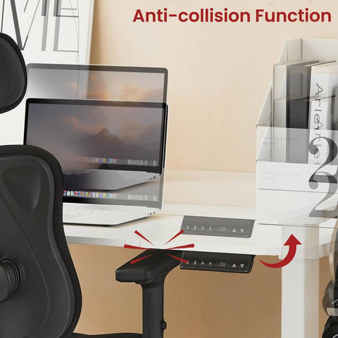 Rootz Height-Adjustable Desk - Sit-Stand Desk - Electric Desk - Boosts Productivity - 140x60 cm, White