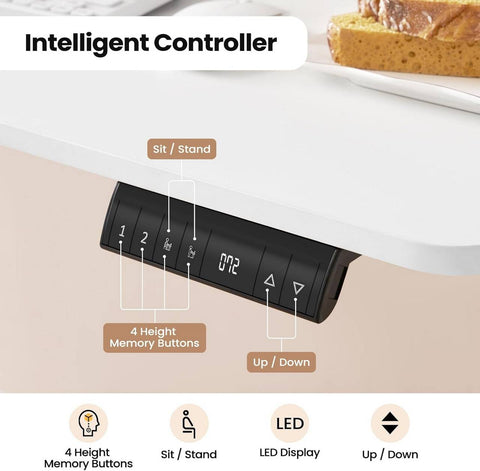 Rootz Height-Adjustable Corner Desk - Stand-Sit Table - Electric Standing Desk - L-Shaped Worktop - Quiet & Stable - 140/120cm x 60cm - E1 Wood Material