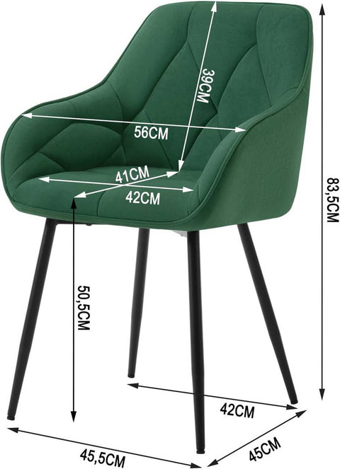 Rootz Velvet Dining Chair - Elegant Chair - Comfortable Seating - Luxurious Velvet, Ergonomic Design, Sturdy Metal Frame - 56cm x 83.5cm x 53cm