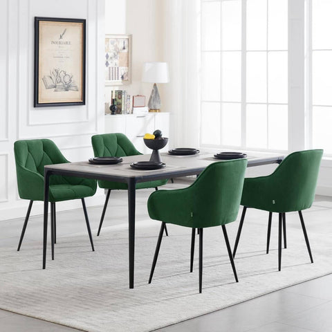 Rootz Velvet Dining Chair - Elegant Chair - Comfortable Seating - Luxurious Velvet, Ergonomic Design, Sturdy Metal Frame - 56cm x 83.5cm x 53cm