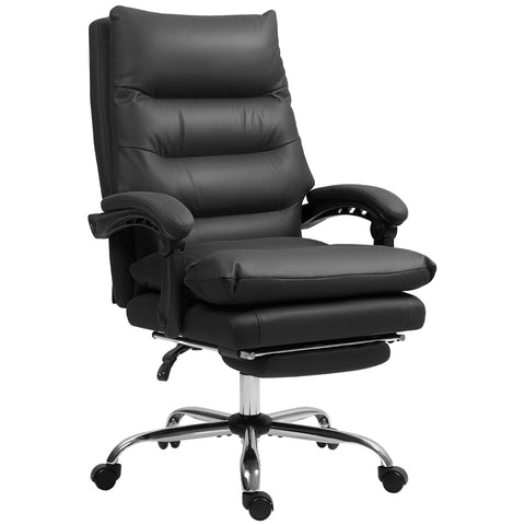 Rootz Office Chair - Ergonomic Executive Chair - Massage & Heated Chair - Superior Comfort - 65cm x 72cm x 109-117cm - Black Synthetic Leather