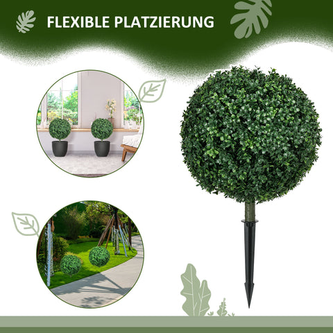 Rootz Set of 2 Artificial Boxwood - Realistic - Weatherproof - Easy Care - 40cm x 70cm